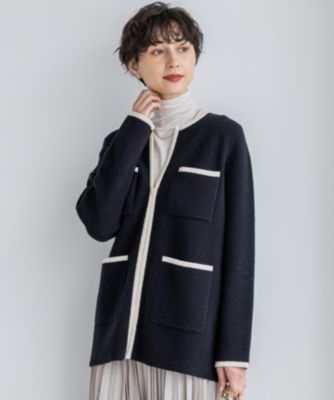美品　23区　ニットジャケット USAGI ONLINE・ZOZO限定】パイル編みショート丈金釦ニット
