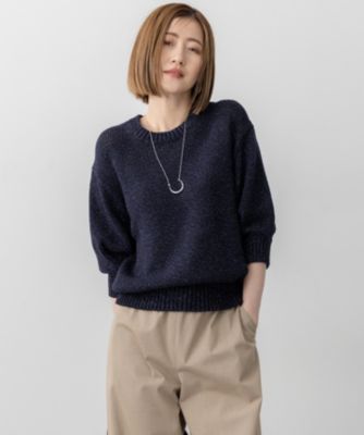 集英社HAPPY PLUS STORE23区 L（ニジュウサンク エル）/【洗える】ルレックスバルキー5分袖 ラメ ニット