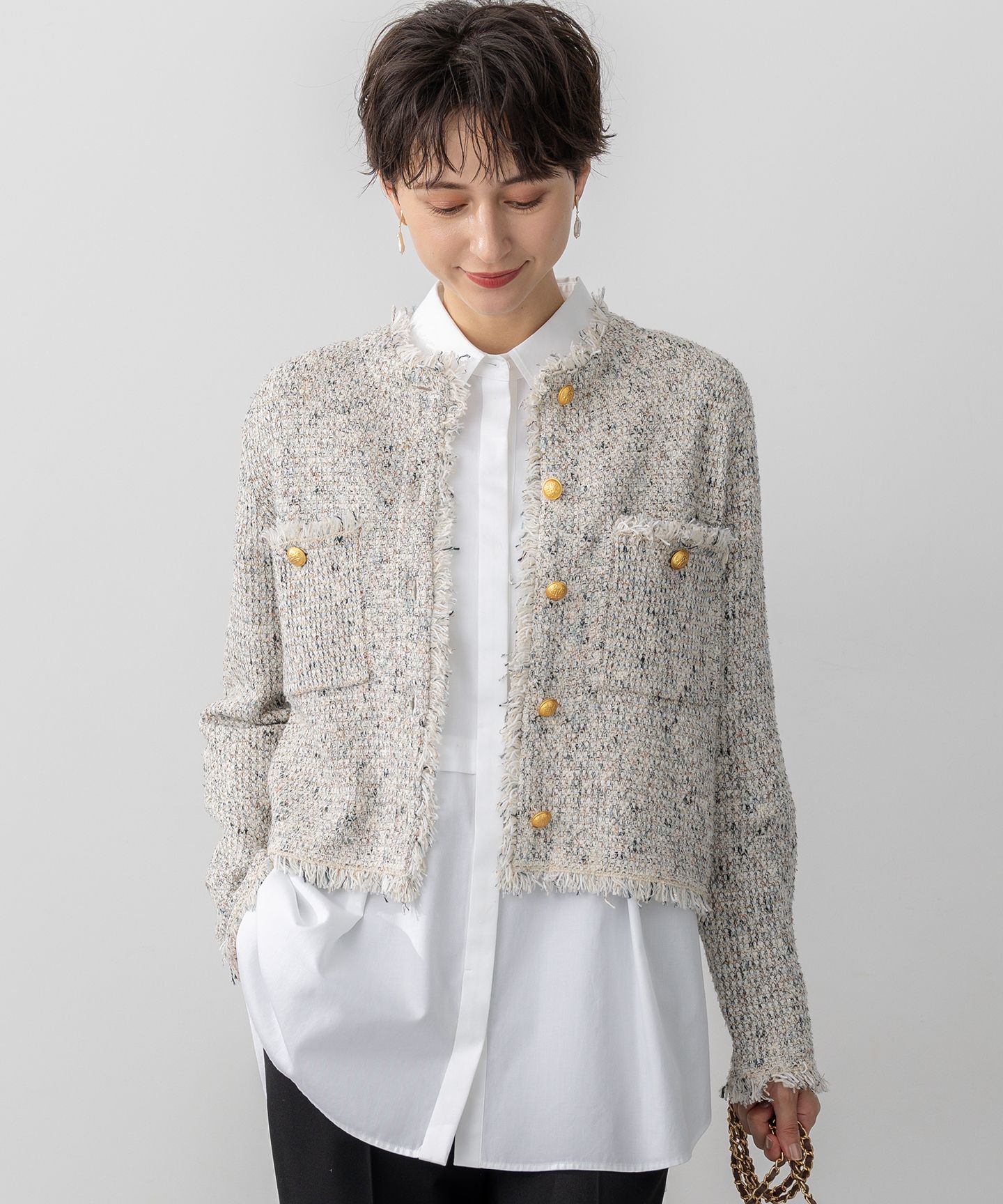 23区 L(ニジュウサンク エル)/【見上愛さん着用/GLOW11月号掲載】ツイード ニット ジャケット