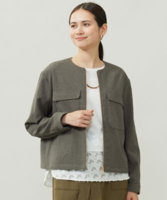 極美品✨定価１.２万❤️　白　洗える　ポプリンステッチノーカラーシャツブルゾン 04786157300-a6.jpg?ts=