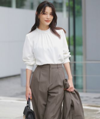 【美品】ハイブリッドスタンドフリルブラウス Spick & Span（スピックアンドスパン）の「ハイブリットスタンド