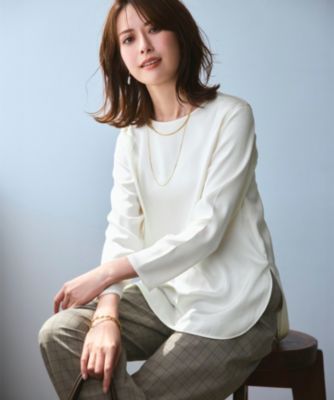 集英社HAPPY PLUS STORE23区（ニジュウサンク）/【洗える】サテン ロングスリーブ Tシャツ