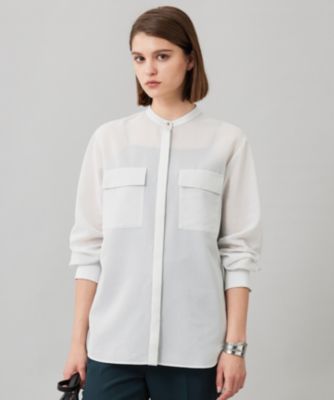 icb 【洗える】シアーボイル バンドカラーシャツ　25,960円 ICB(アイシービー)の【洗える】シアーボイル バンドカラーシャツ通販