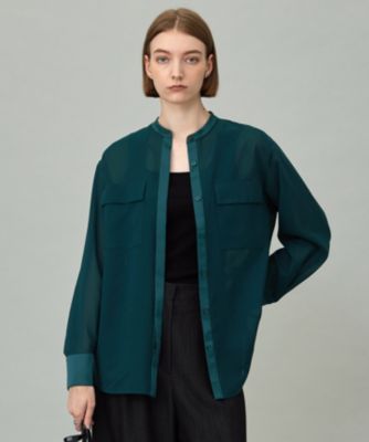 icb 【洗える】シアーボイル バンドカラーシャツ　25,960円 ICB(アイシービー)の【洗える】シアーボイル バンドカラーシャツ通販