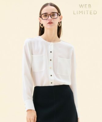 集英社HAPPY PLUS STOREBEIGE，（ベイジ）/【WEB限定・洗える】CLARION / ゴールド釦クルーネックブラウス