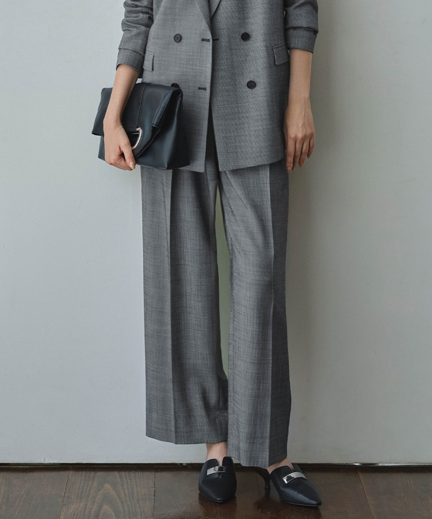 ICB L(アイシービー　エル)/【UVカット・洗える】ウール2WAYストレッチ ワイドパンツ