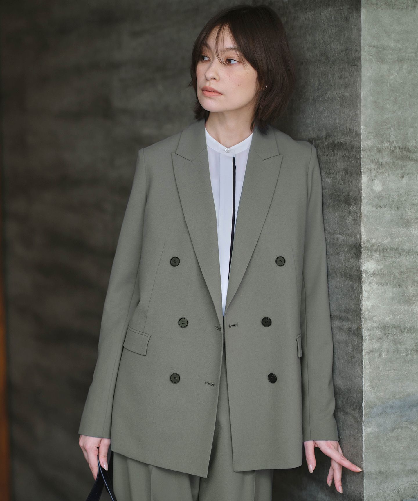 ICB(アイシービー)/【UVカット・洗える】ウール2WAYストレッチ ダブルブレストジャケット