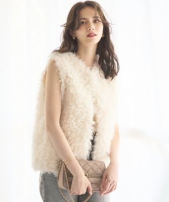 23区　SLOW フェイクファー ジレ 23区(ニジュウサンク)の【SLOW/一部店舗限定】フェイクファー ジレ通販