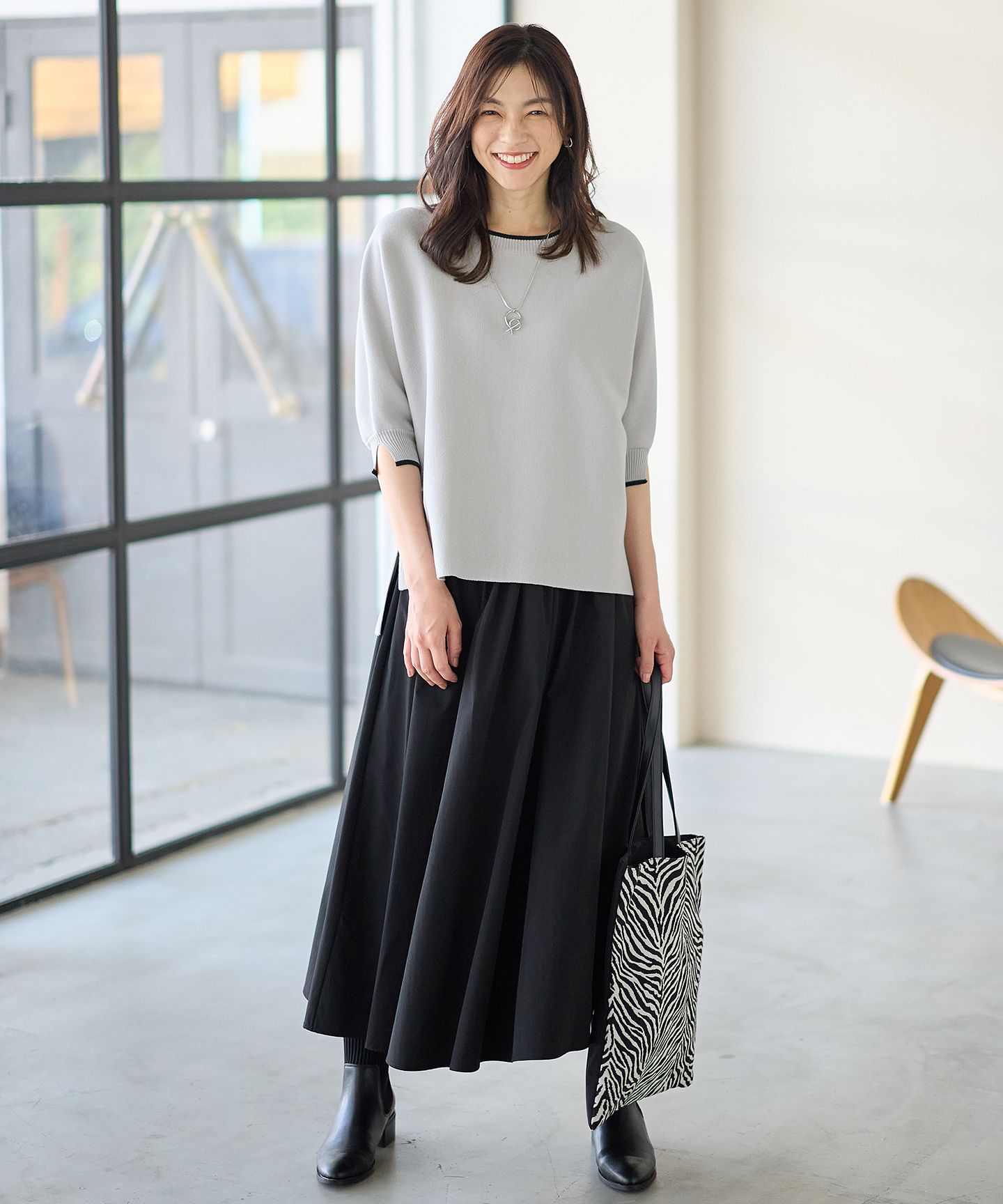 ANY(エニィ)/【2SET】バイカラーニット×布帛スカートセット