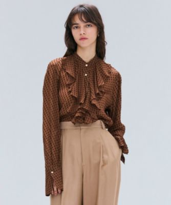 BEIGE， ベイジ　ブラウス　4 洗える】STOW / バンドカラーフリルブラウス / BEIGE
