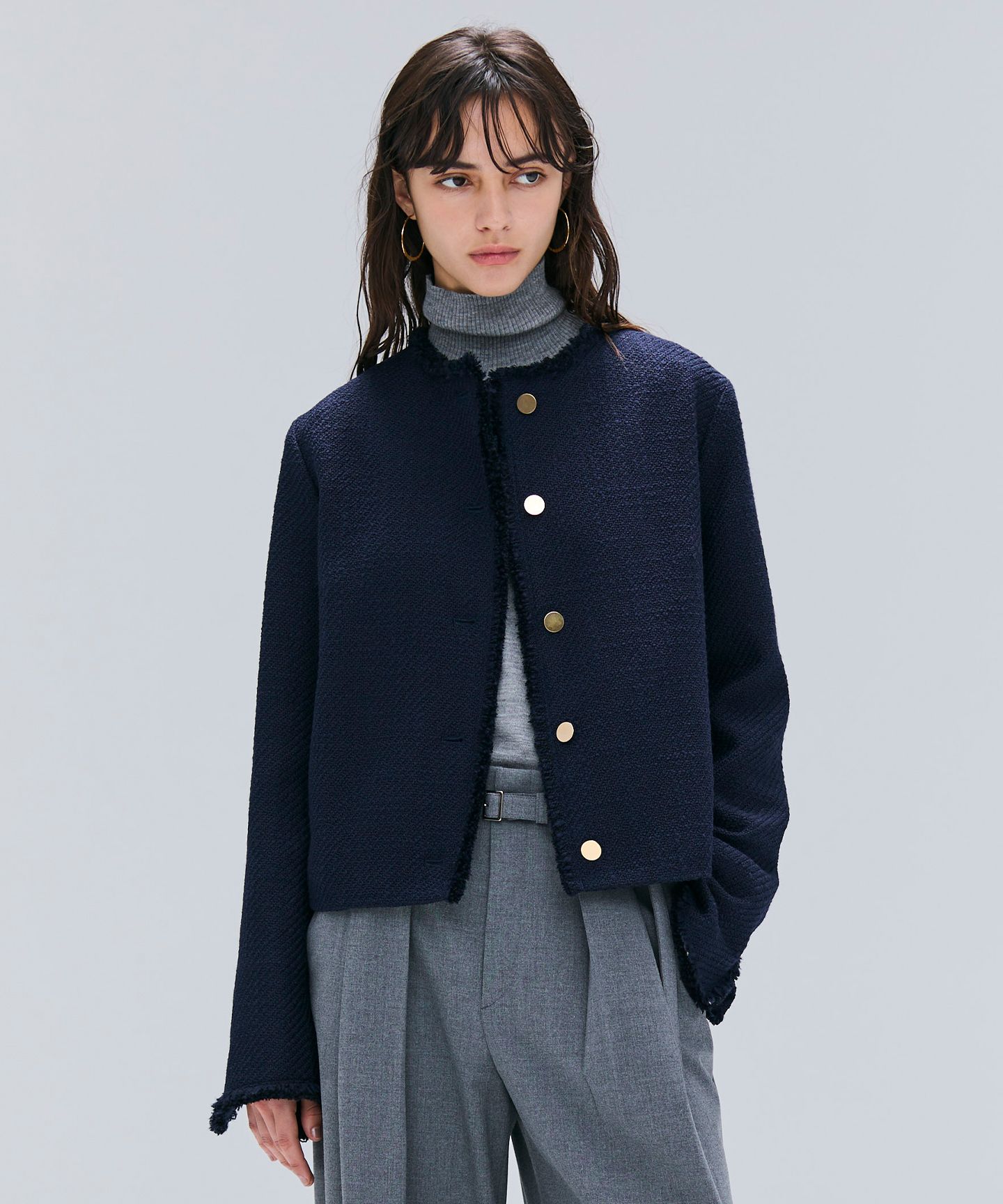 BEIGE，(ベイジ)/【Oggi 10月号掲載】MULLIN / ウールツイードメタルボタンノーカラージャケット