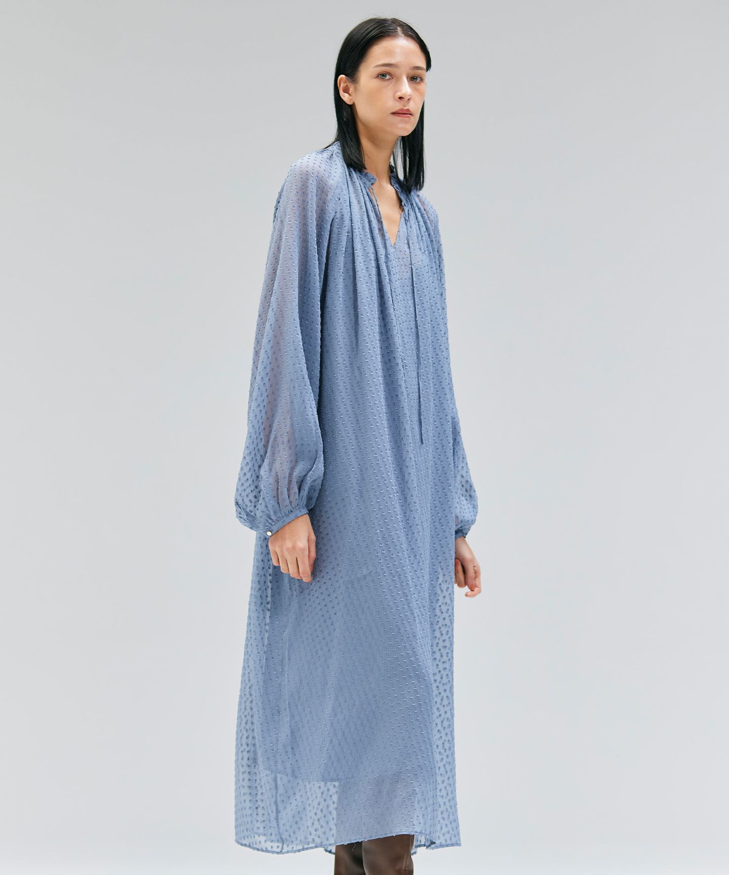 BEIGE，(ベイジ)/CALLERRY / シルク混ドットギャザーワンピース