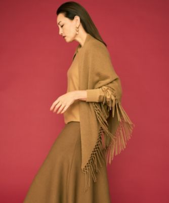 【ジバンシィ】ストール ケープ フリンジ レッキスファー カシミヤ混 ピンク ジバンシィ】ストール ケープ フリンジ レッキスファー カシミヤ