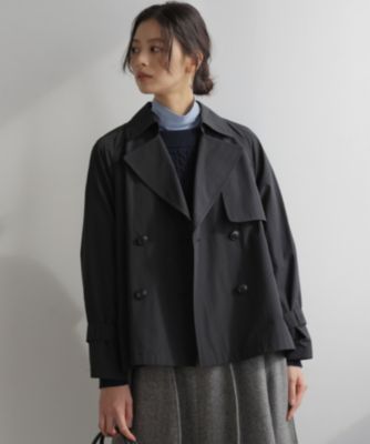 未使用タグ付き✨グッチ トレンチコート ジャージー素材 ホースビット S 黒色 ホースビット ウール＆シルク ケープ ・ブラック＆グレー