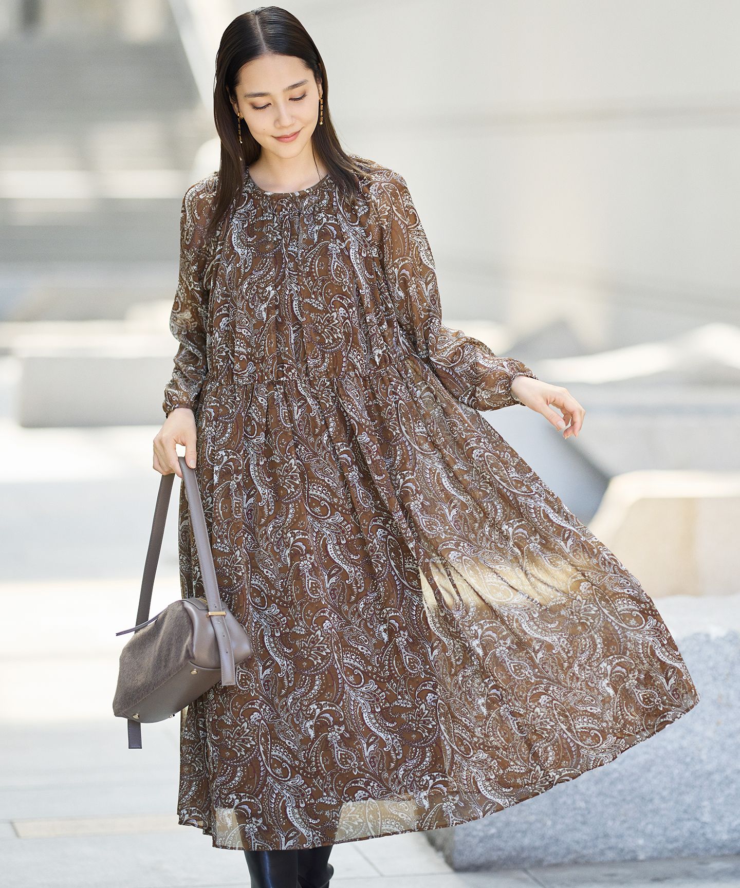 自由区(ジユウク)/【SHIHOさん着用・洗える】ペイズリープリント ワンピース