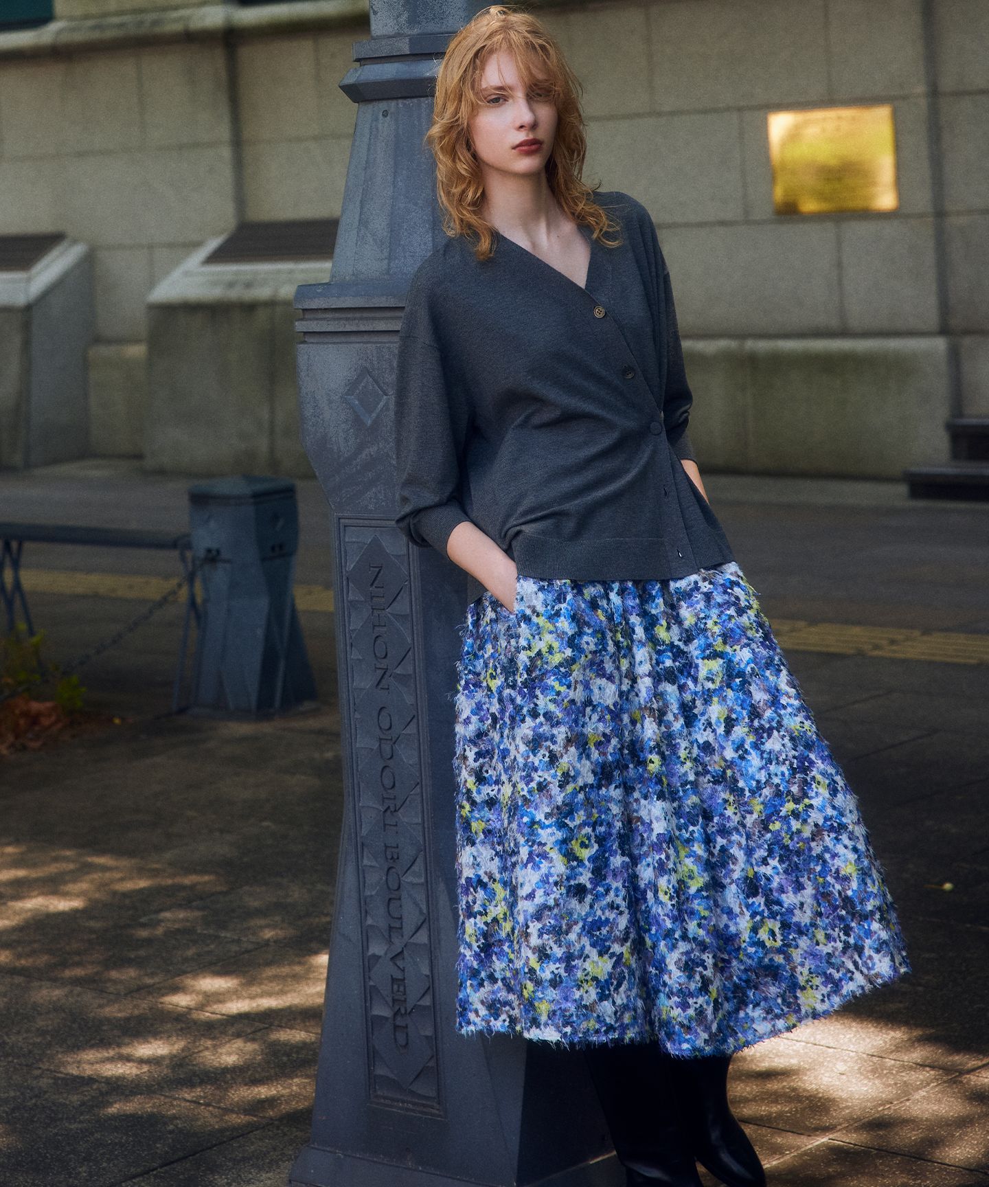 組曲(クミキョク)/ヘアリーフラワープリント スカート