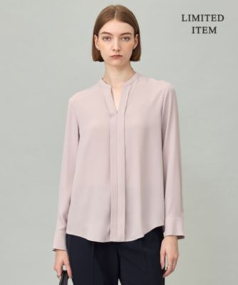 【新色追加・WEB限定】BackSatinAmunzen キーネックブラウス