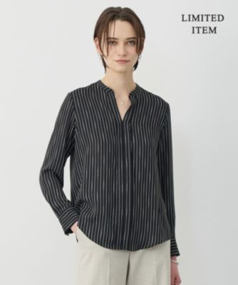 【新色追加・WEB限定】BackSatinAmunzen キーネックブラウス