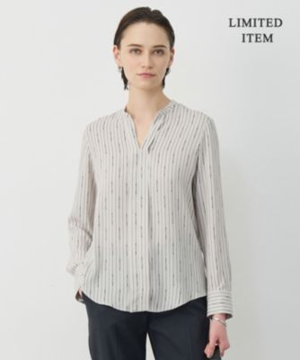 【新色追加・WEB限定】BackSatinAmunzen キーネックブラウス