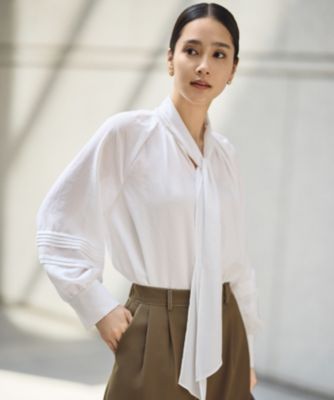 未使用 自由区 25AW 大きいサイズ ソフトスパンビエラボウタイ ブラウス 自由区(ジユウク)の【カタログ掲載】ソフトスパンビエラボウタイ
