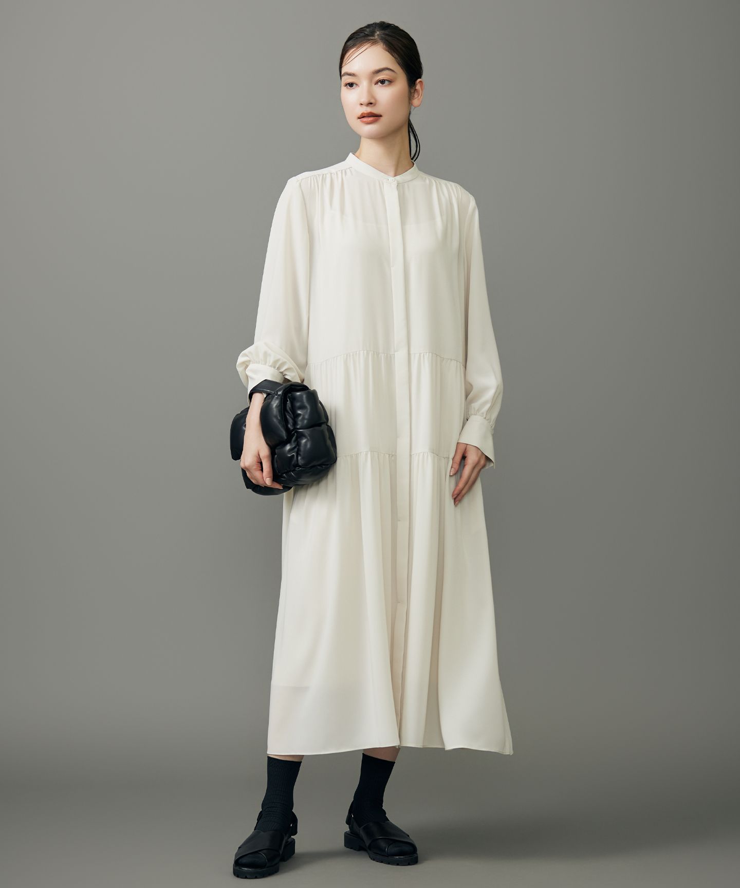 自由区 L(ジユウク　エル)/【洗える】シルキータッチティアード ドレス