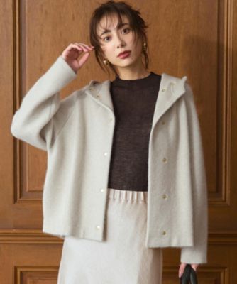 23区今季新品　洗えるラクーンブレンドダブルフェイス ニットカーディガン32 CLASSY．11月号掲載／洗える】ラクーンブレンドダブル