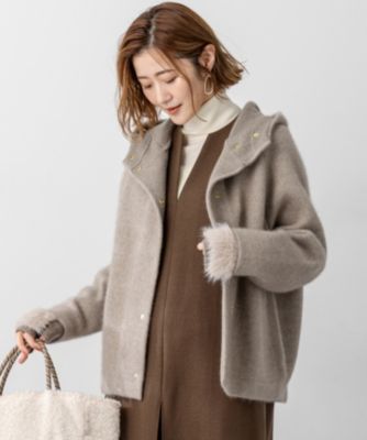 集英社HAPPY PLUS STORE23区 S（ニジュウサンク エス）/【洗える】ラクーンブレンドダブルフェイス ニット フーディー