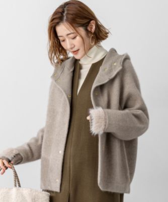 160* 新品 23区 ラクーンブレンドダブルフェイス ニットカーディガン 38 CLASSY.11月号掲載/洗える】ラクーンブレンドダブルフェイス