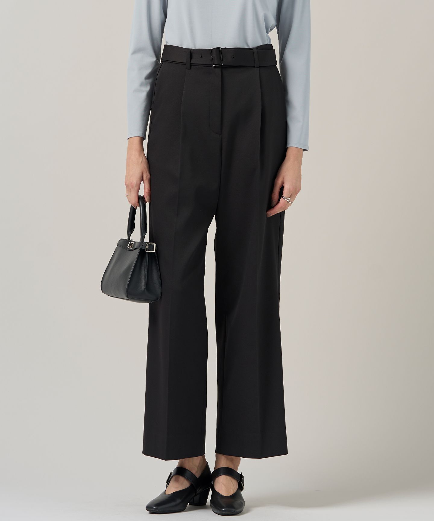 ICB(アイシービー)/ウォームサテン ワイドストレートパンツ