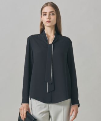 新品未使用✨ICB BackSatinAmunzen 配色ボウタイブラウス 人気のため新色追加・接触冷感・UVケア・洗える