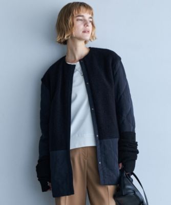 リバーシブル着用可能】 ラミネートパイルキルト ミドル丈コート リバーシブル着用可能】 ラミネートパイルキルト ミドル丈コート