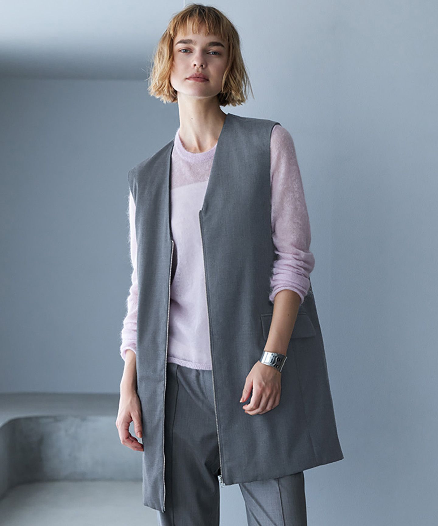 ICB L(アイシービー　エル)/【洗える・リバーシブル着用可】T/Wツイルキルト リバーシブル パディング ジレ