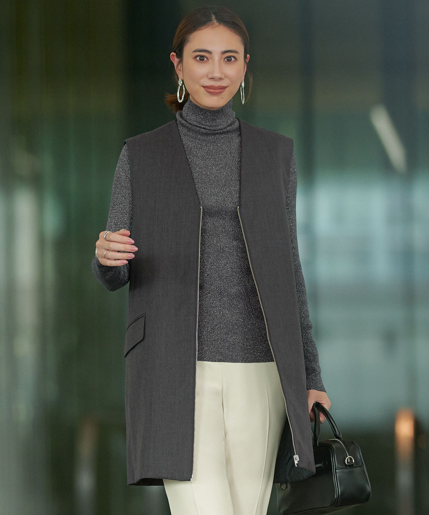 ICB(アイシービー)/【洗える・リバーシブル着用可】T/Wツイルキルト リバーシブル パディング ジレ