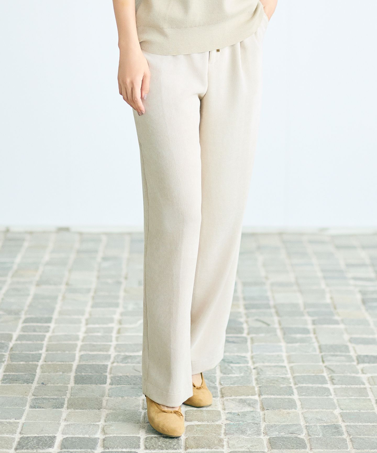 自由区 L(ジユウク　エル)/【17号サイズまで展開・カタログ掲載】ソフトコーデュロイワイド パンツII