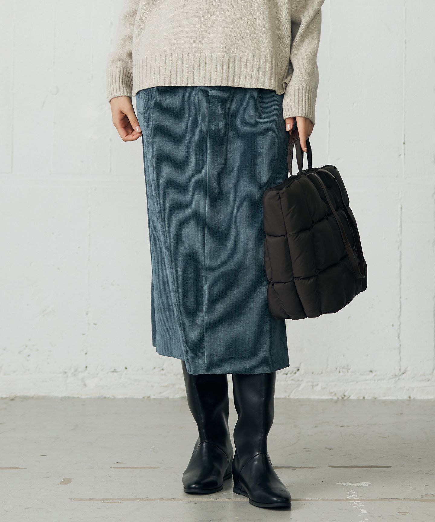 自由区 L(ジユウク　エル)/【17号サイズまで展開・SHIHOさん着用】ソフトコーデュロイ スカート