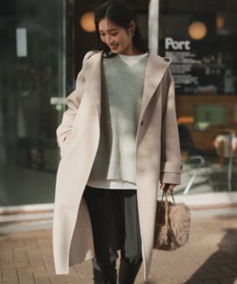 定40新品タグ付！有名人着用！ ロングコート Benistiマッカージュ 滝沢眞規子さん着用/VERY掲載】MANTECOPureリバー フード ロングコート