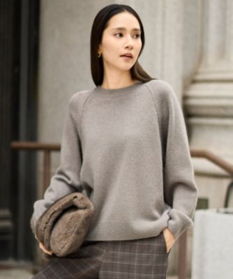【自由区】ウールカシミヤブレンドスパンコールラグランスリーブ ニット 自由区（ジユウク） ニット セーター ウールカシミヤブレンド