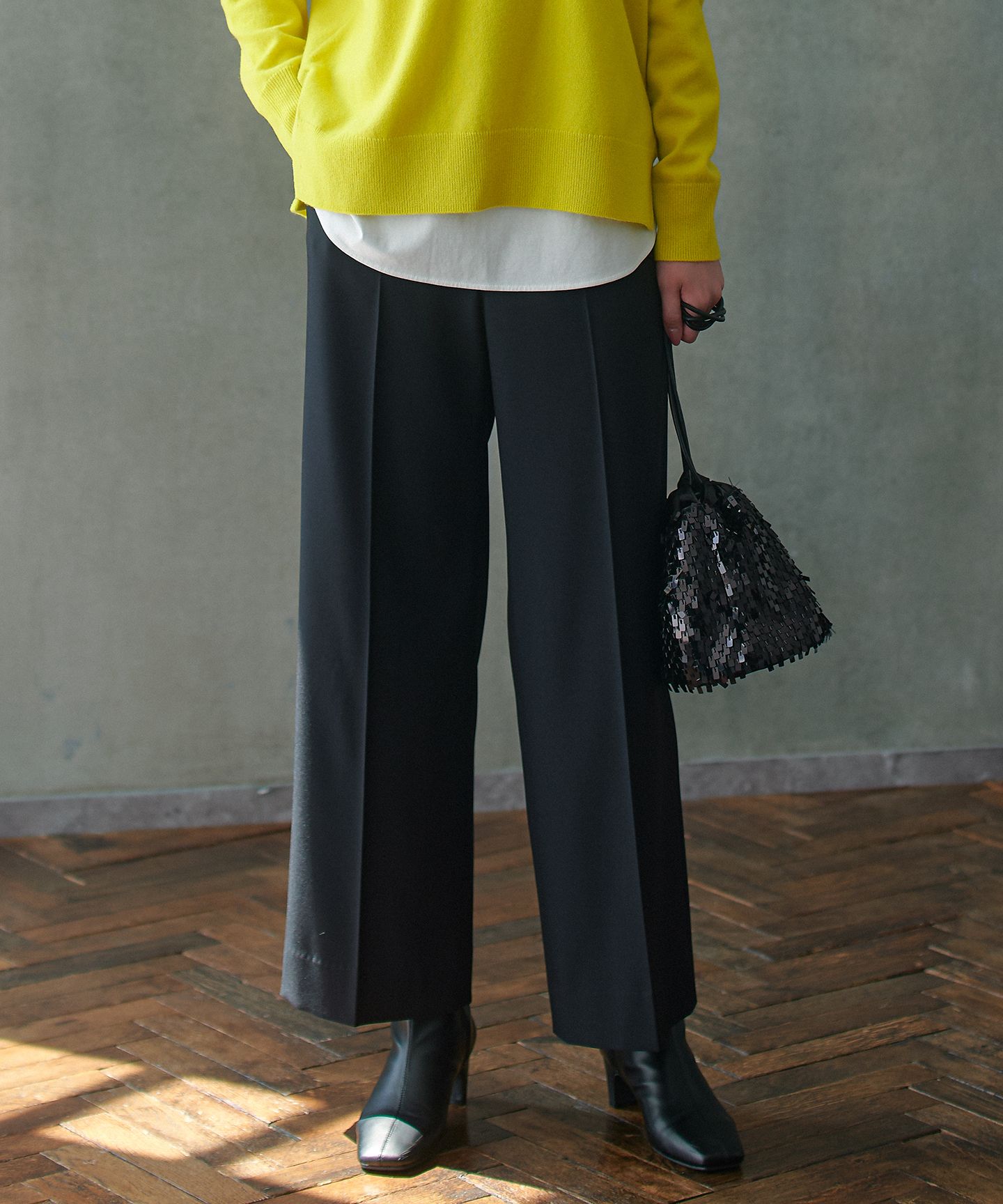 ICB L(アイシービー　エル)/【洗える】 トリアセボディシェルピーチ ワイドパンツ