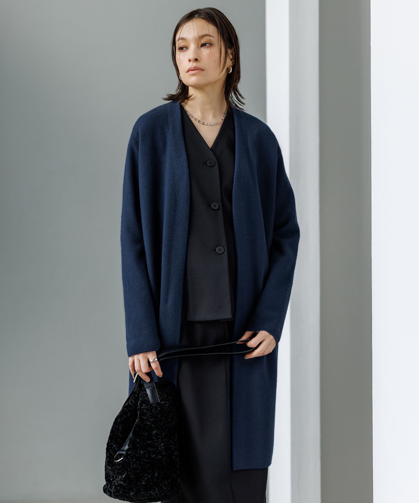 ICB L(アイシービー　エル)/ミルドウール ロングカーディガン