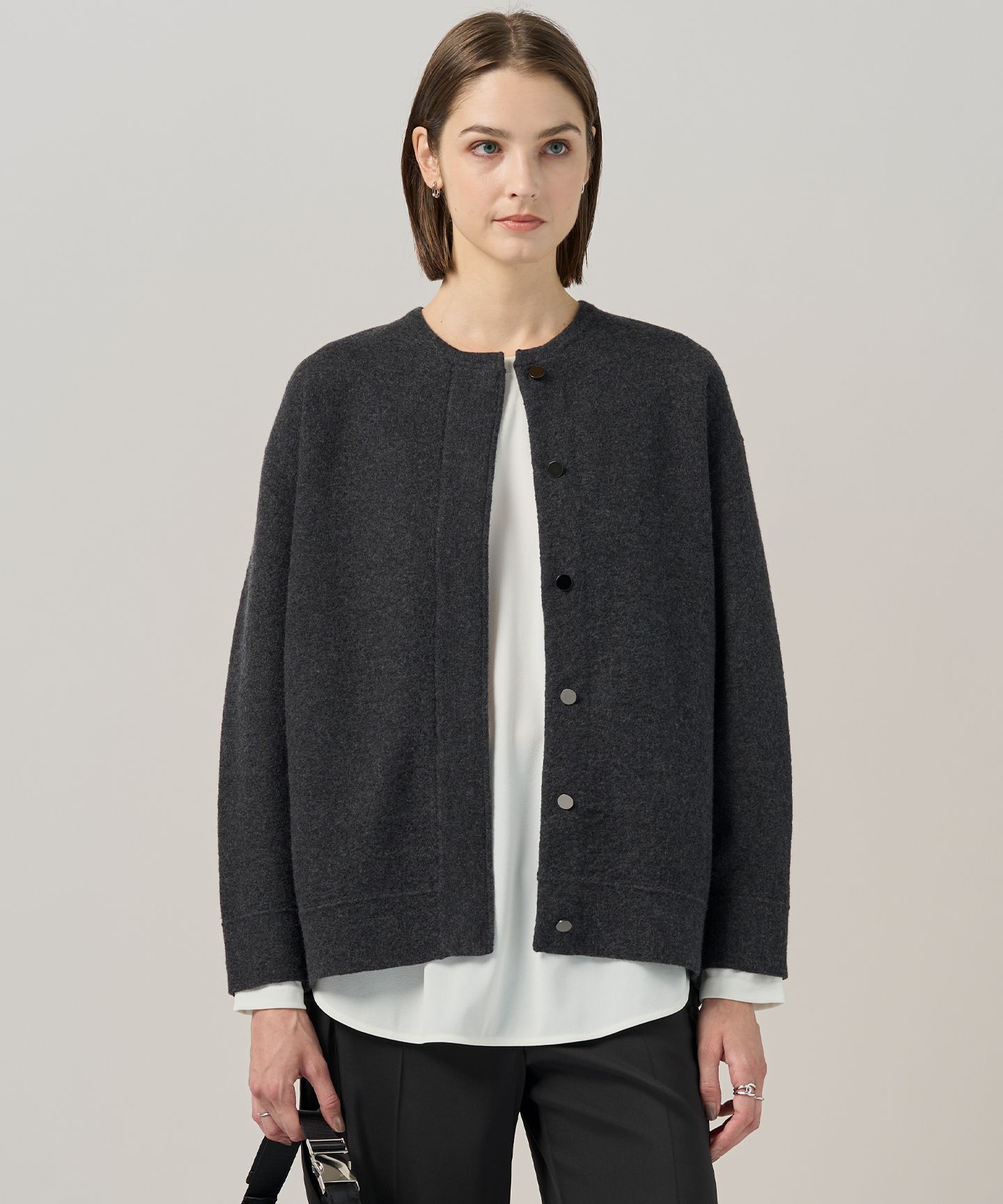 ICB L(アイシービー　エル)/ミルドウール ニットブルゾン