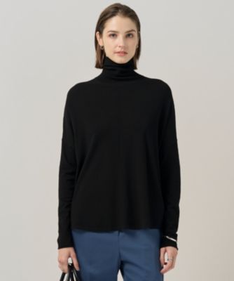 SELECT(セレクト)　ラクーン衿スリットモックネックニット　ブラック SELECT(セレクト) ラクーン衿スリットモックネックニット ブラック ICB