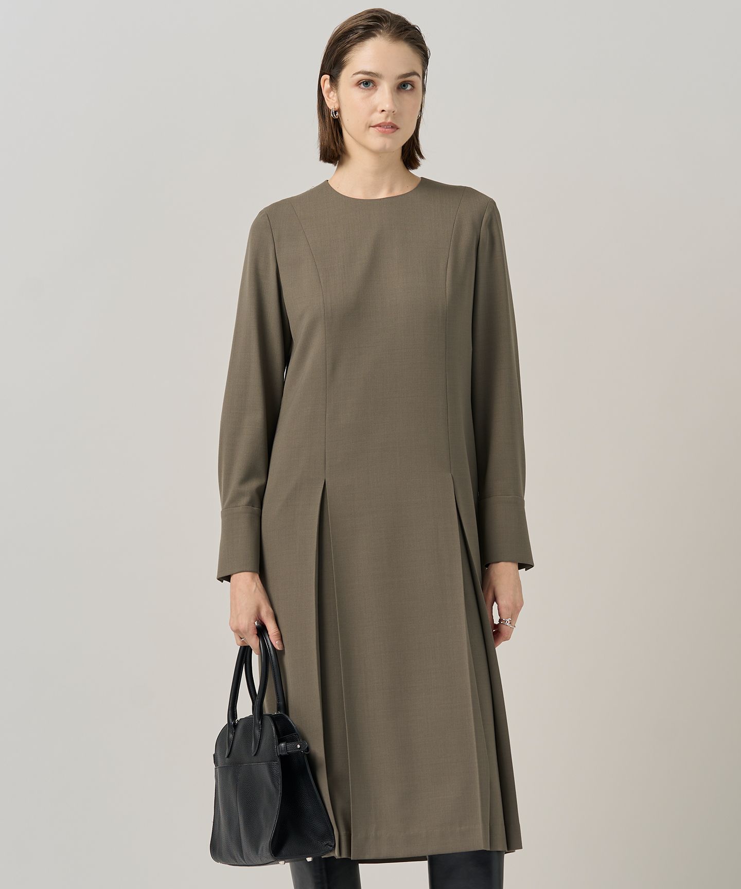 ICB(アイシービー)/【UVカット・洗える】ウール2WAYストレッチ 長袖ワンピース