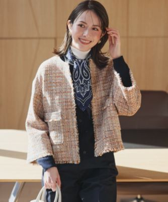 23区 L(ニジュウサンク エル)のGIOLICAツイード ノーカラー ジャケット