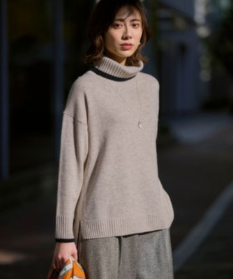 23区 S(ニジュウサンク エス)の【洗える】ウールカシミヤ コンビカラー