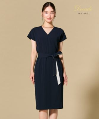 BEIGEベイジ　シンディネイビー ラップスタイル 半袖ワンピースサイズ4洗える BEIGE，(ベイジ)の【セットアップ対応】CINDY / ラップドレス通販