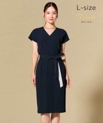 BEIGEベイジ　シンディネイビー ラップスタイル 半袖ワンピースサイズ4洗える BEIGE，(ベイジ)の【Lsize・セットアップ対応】CINDY / ラップドレス