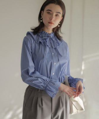 組曲(クミキョク)の【2WAY】エアリーシャーティングフリル襟 ブラウス