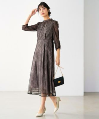 ブルーグレー　 ドットチュールレース ドレス anysis M 新品未使用 エニィスィス ANY SIS 【洗える】 ドットチュールレース ドレス