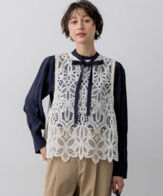 Bonheur~ボヌール様　新品2点　フラワーレースネッニット　レースベスト 23区 S(ニジュウサンク エス)のエンブロイダリーレース ニットベスト