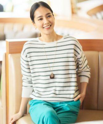 自由区(ジユウク)のコットンポリミドルゲージボーダー ニット通販